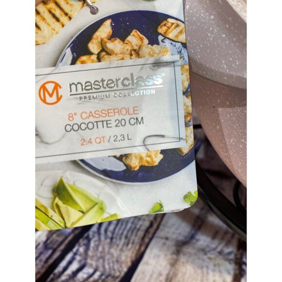 Cookware 8" Casserole Pan with Vent lid Lavender White Speckled Master Class NEW - Picture 4 of 4